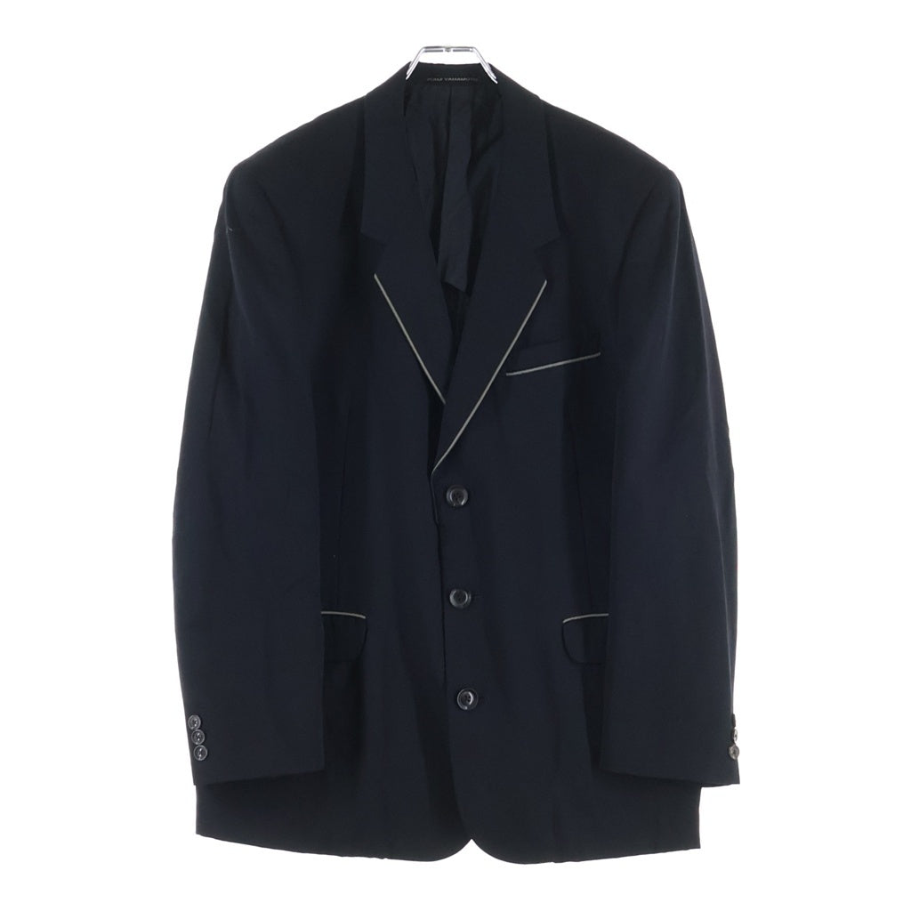 Y's for men(ワイズフォーメン) 03SS 3B リフレクターステッチ パイピング ウールテーラードジャケット ブラック MQ-J19-180