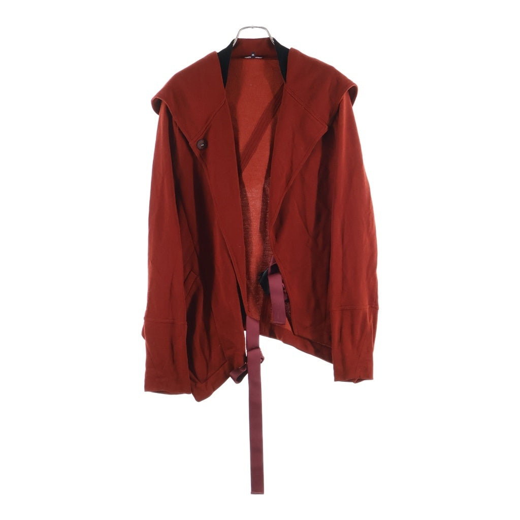 ANN DEMEULEMEESTER(アンドゥムルメステール) Asymmetric Hooded Wrap Jacket アシンメトリック フーデッド ラップ ジャケット レッド レディース