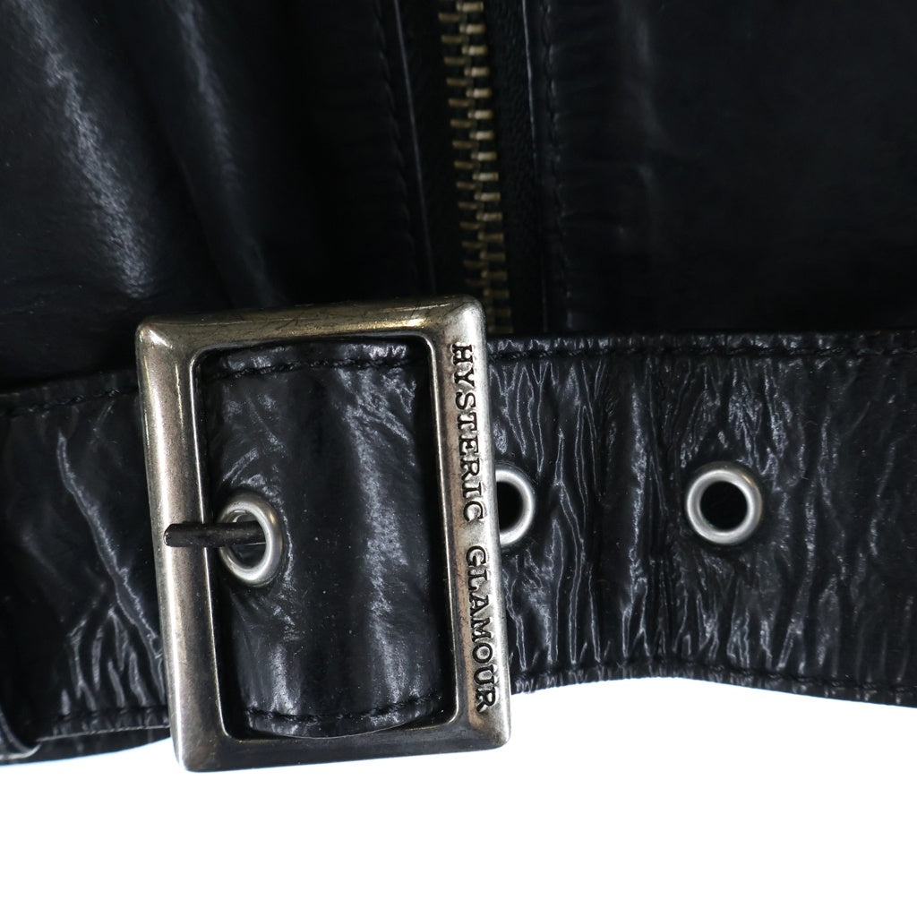 HYSTERIC GLAMOUR(ヒステリックグラマー) エナメルレザー ライダースジャケット ブラック レディース 01183LB01