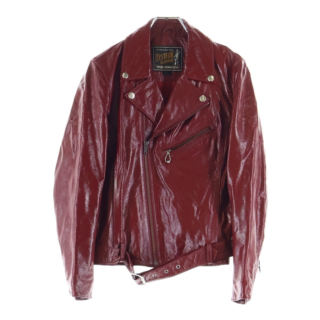 HYSTERIC GLAMOUR(ヒステリックグラマー) エナメルレザー ライダースジャケット レッド レディース 01183LB01