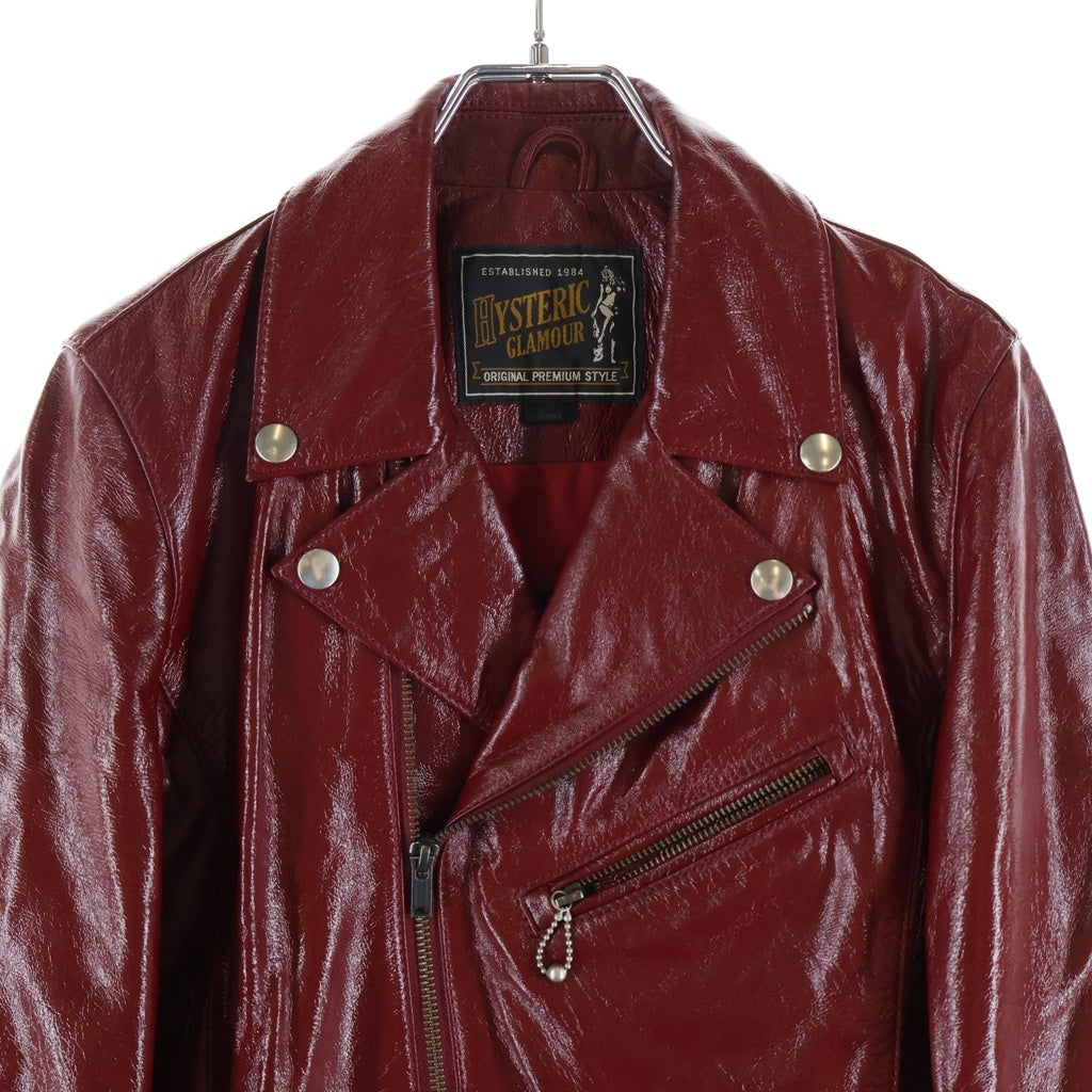 HYSTERIC GLAMOUR(ヒステリックグラマー) エナメルレザー ライダースジャケット レッド レディース 01183LB01