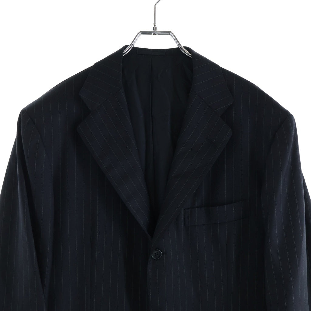 Kiton(キートン) ストライプ ウール サイドベンツ 段返し3B セットアップスーツ ブラック