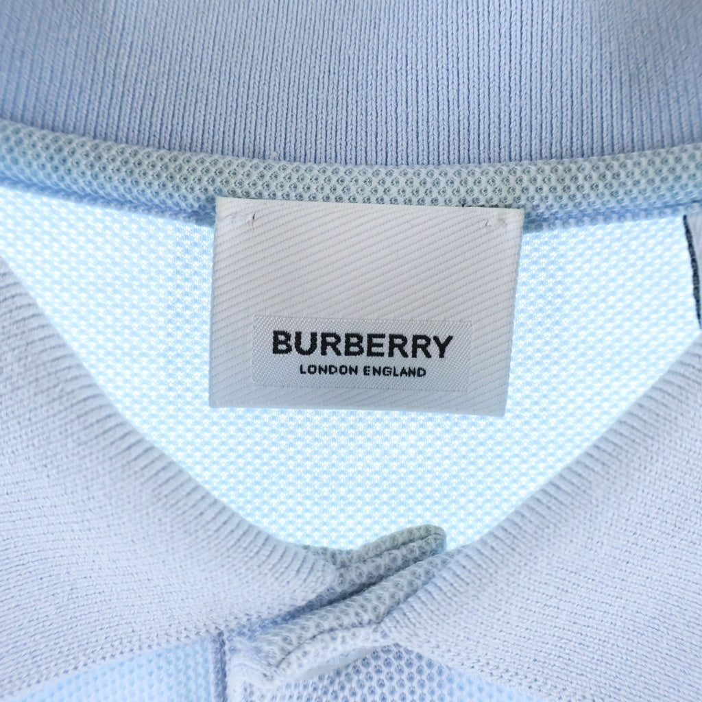 BURBERRY(バーバリー) TBロゴ 半袖 ポロシャツ モノグラム刺繍 ブルー 8017208