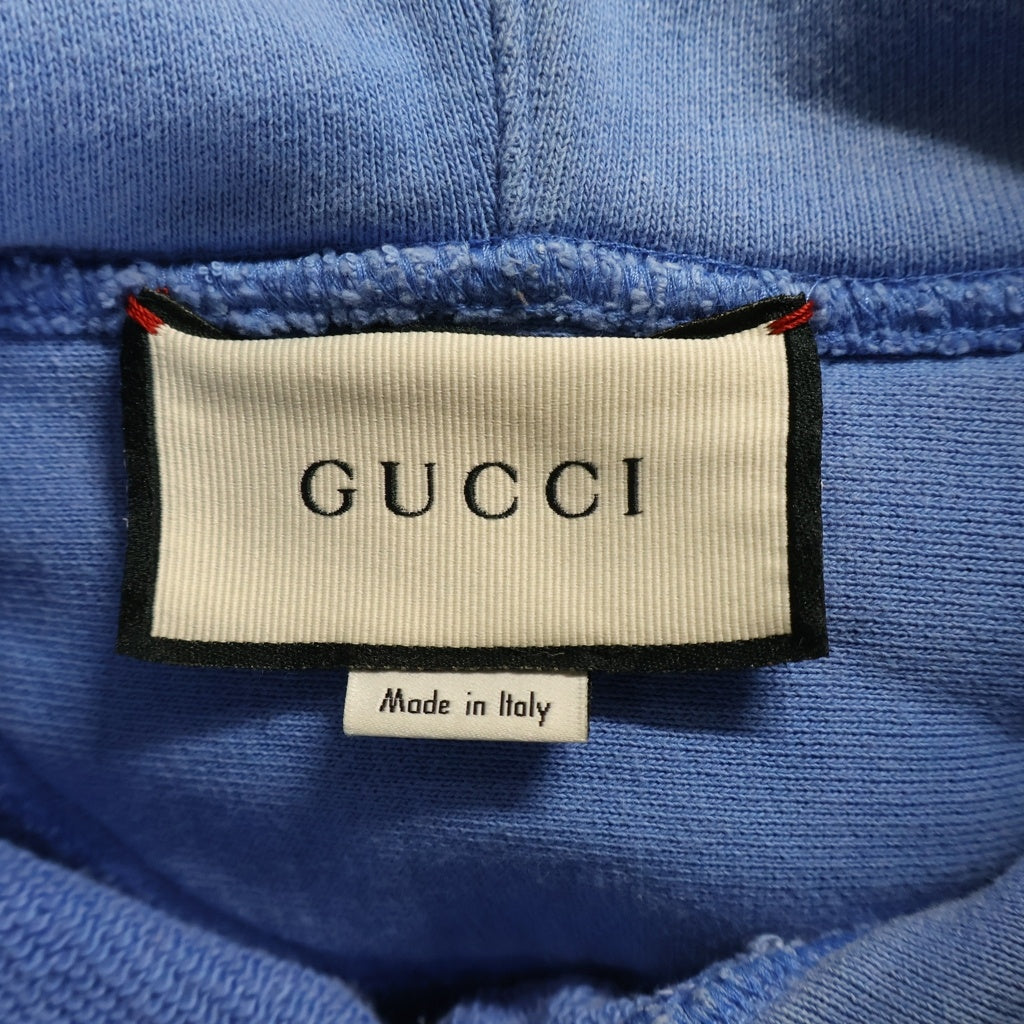 GUCCI(グッチ) 20SS GUCCI BAND プリント刺繍 プルオーバーパーカー ブルー 560502-XJB27 560502 XJB27