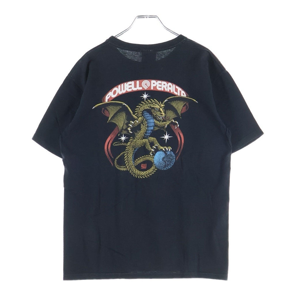 VINTAGE(ヴィンテージ) 00s POWELL PERALTA ロゴ ドラゴンプリント パラエルペラルタ 半袖シャツ クルーネック カットソー 半袖カットソーTシャツ ブラック