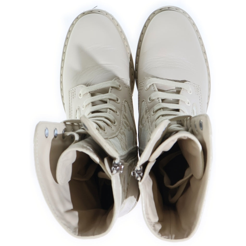 FENDI(フェンディ) Logo Canvas Lace Up Boots ロゴキャンバス レースアップ ブーツ ベージュ レディース