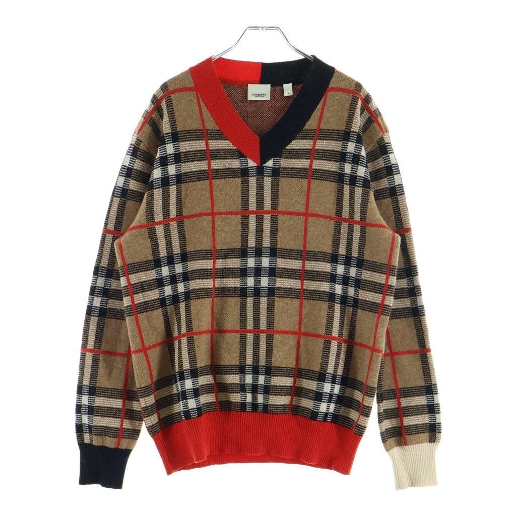 BURBERRY(バーバリー) 20SS Check Merio Wool Jacquard Sweater チェック メリノウール ジャガードセーター ウール ブラウン 8023664