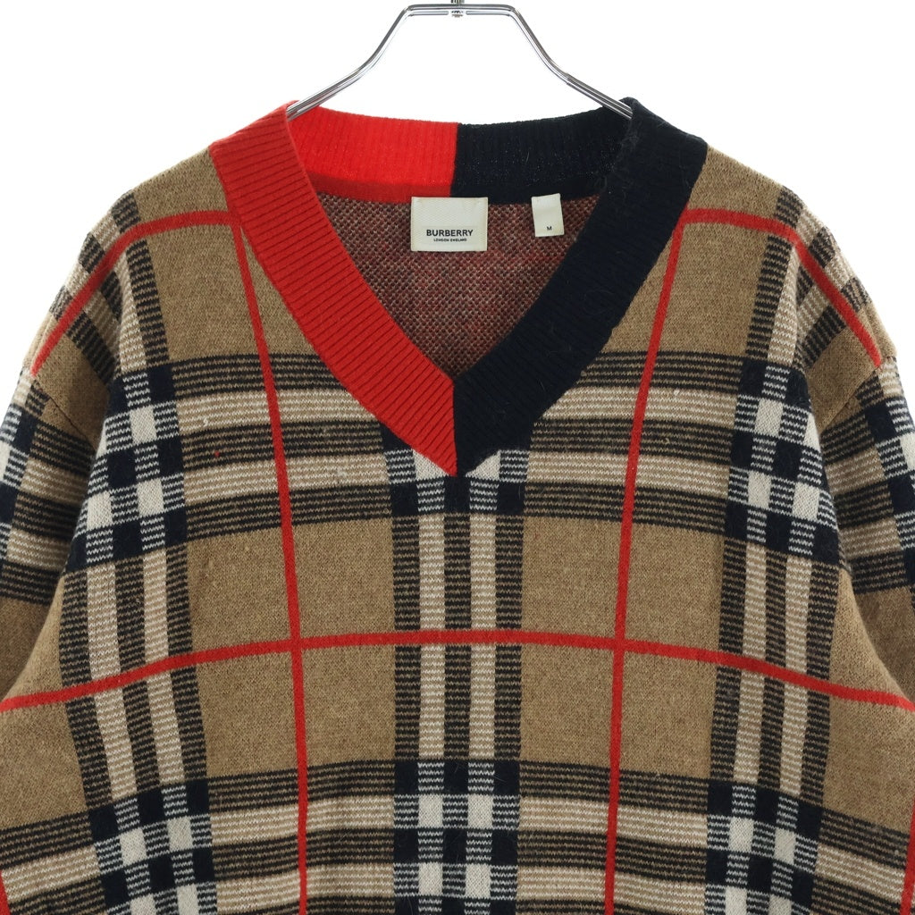 BURBERRY(バーバリー) 20SS Check Merio Wool Jacquard Sweater チェック メリノウール ジャガードセーター ウール ブラウン 8023664