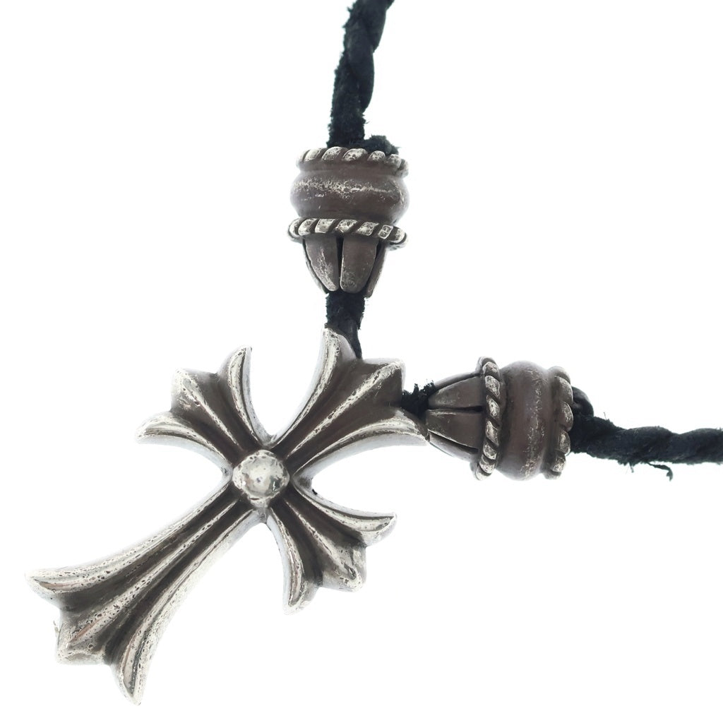 CHROME HEARTS(クロムハーツ) CH CRS SML CL スモールCHクロス クリンプト レザーブレイド ネックレス シルバー/ブラック BCA217
