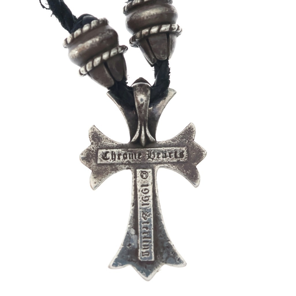 CHROME HEARTS(クロムハーツ) CH CRS SML CL スモールCHクロス クリンプト レザーブレイド ネックレス シルバー/ブラック BCA217