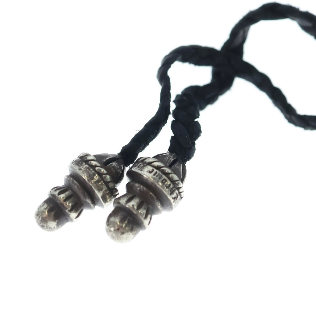 CHROME HEARTS(クロムハーツ) CH CRS SML CL スモールCHクロス クリンプト レザーブレイド ネックレス シルバー/ブラック BCA217