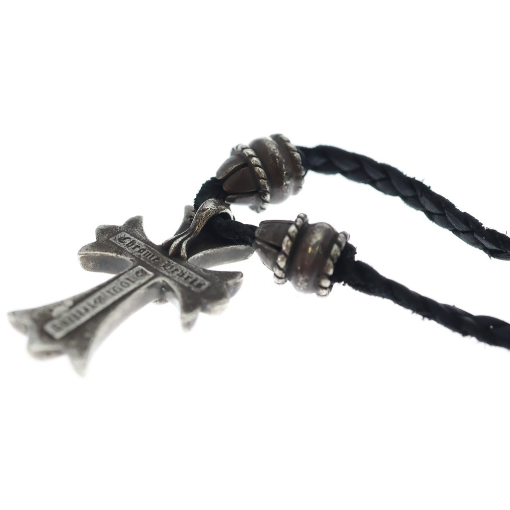 CHROME HEARTS(クロムハーツ) CH CRS SML CL スモールCHクロス クリンプト レザーブレイド ネックレス シルバー/ブラック BCA217
