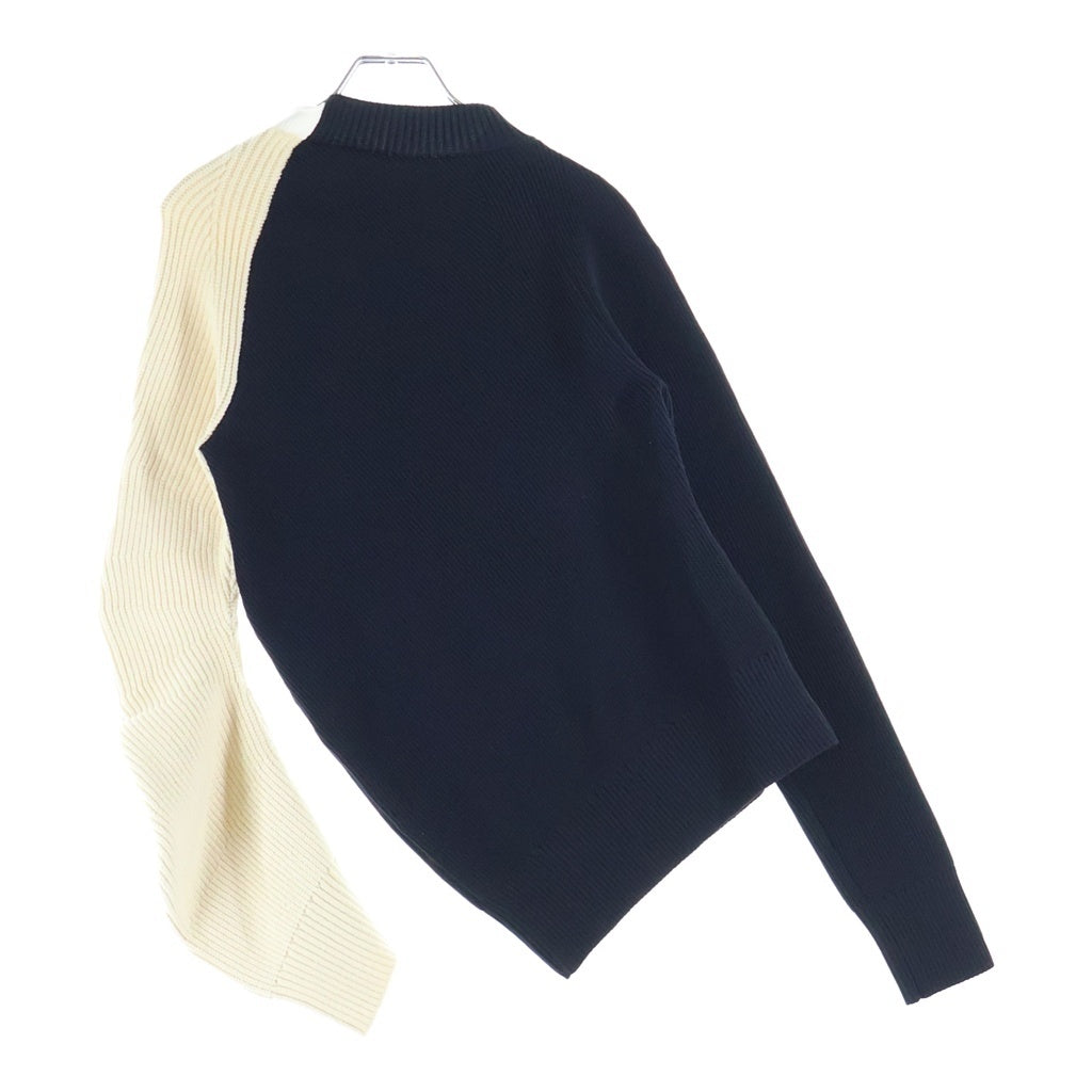 Sacai(サカイ) 24AW Zip Bi-Color Knit ジップ バイカラーニットセーター ドッキングニット ブラック/オフホワイト レディース 24-07364