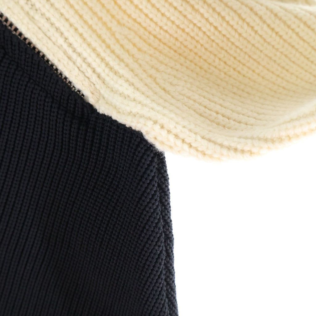 Sacai(サカイ) 24AW Zip Bi-Color Knit ジップ バイカラーニットセーター ドッキングニット ブラック/オフホワイト レディース 24-07364