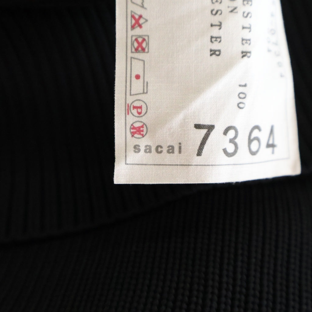 Sacai(サカイ) 24AW Zip Bi-Color Knit ジップ バイカラーニットセーター ドッキングニット ブラック/オフホワイト レディース 24-07364