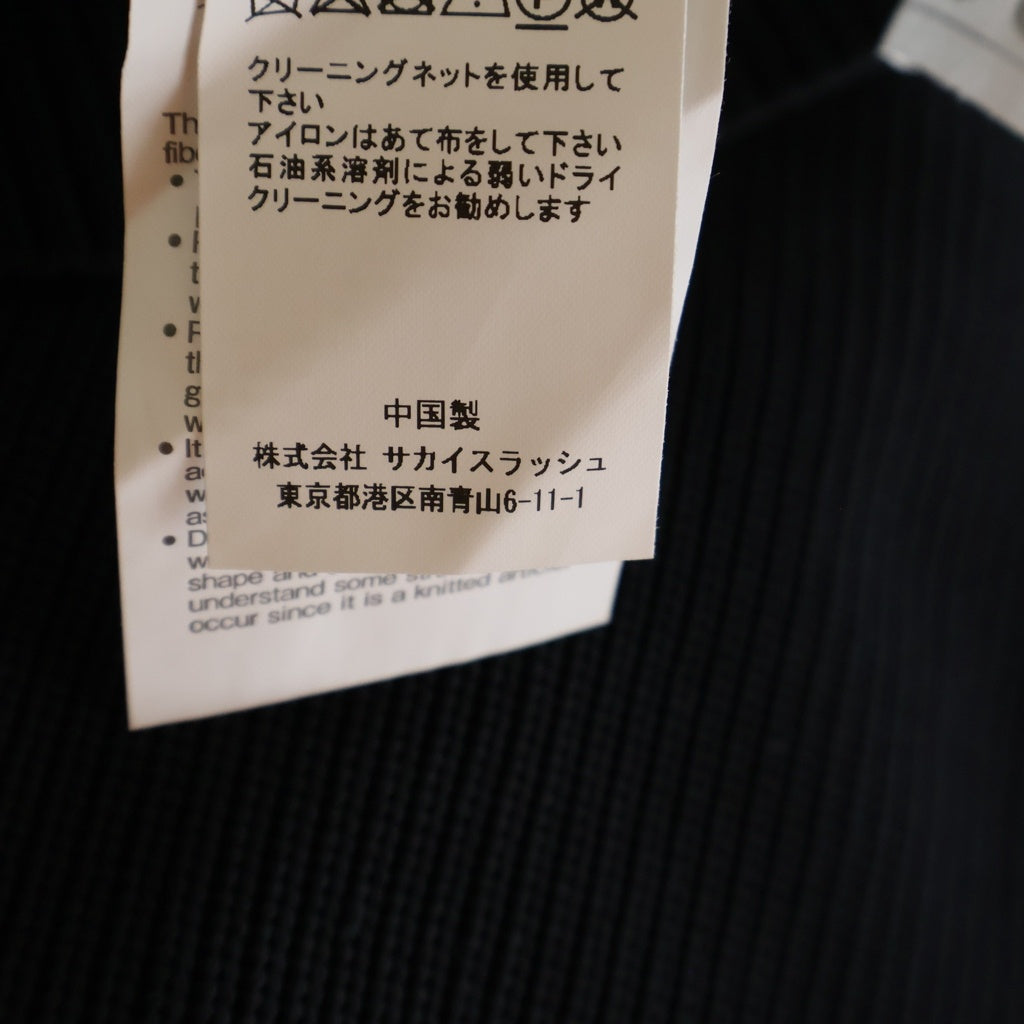 Sacai(サカイ) 24AW Zip Bi-Color Knit ジップ バイカラーニットセーター ドッキングニット ブラック/オフホワイト レディース 24-07364
