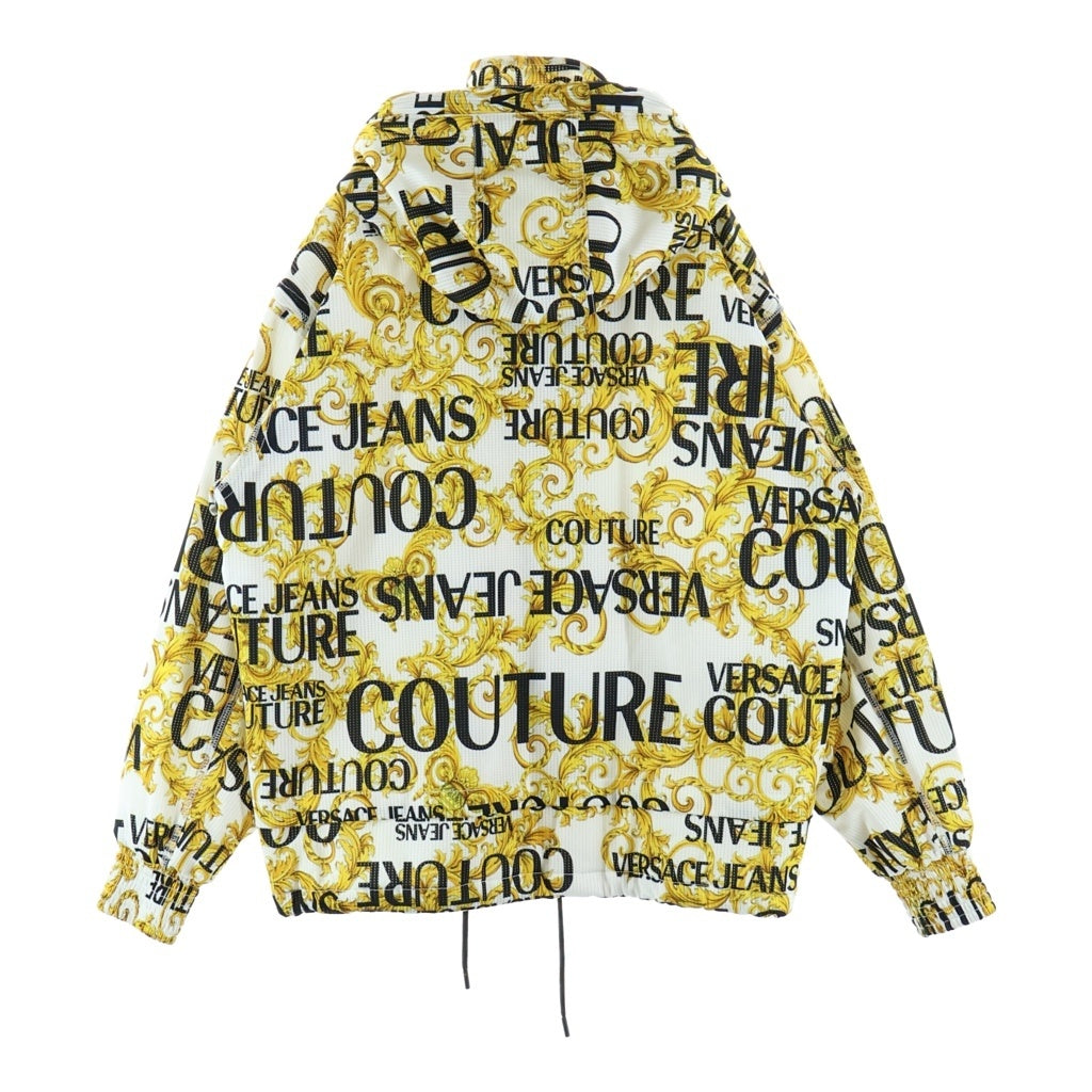 VERSACE JEANS COUTURE(ヴェルサーチジーンズクチュール) バロック フーデットナイロンジャケット メッシュ ゴールド/ホワイト