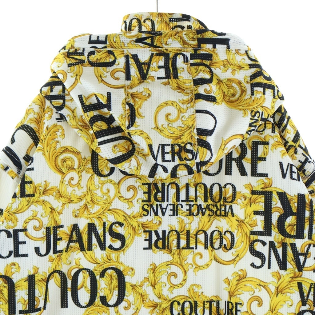 VERSACE JEANS COUTURE(ヴェルサーチジーンズクチュール) バロック フーデットナイロンジャケット メッシュ ゴールド/ホワイト