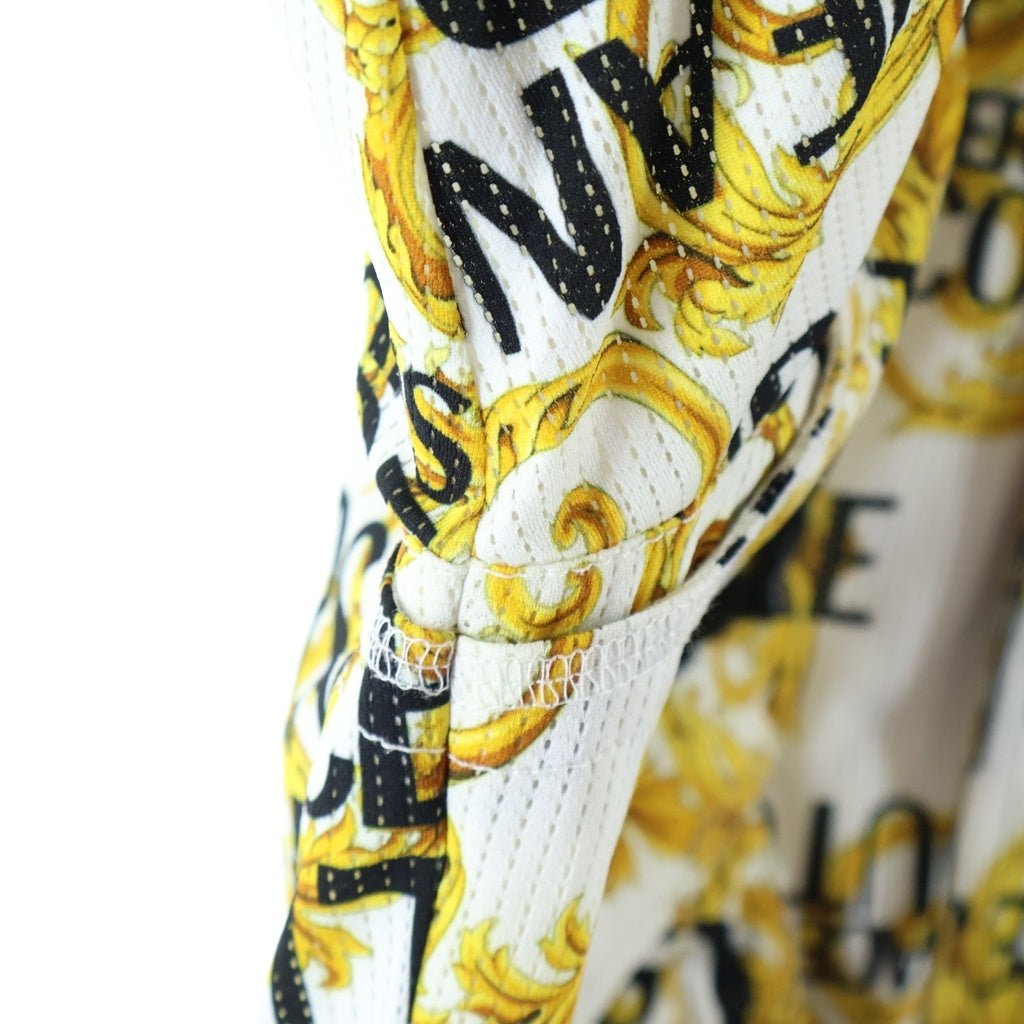 VERSACE JEANS COUTURE(ヴェルサーチジーンズクチュール) バロック フーデットナイロンジャケット メッシュ ゴールド/ホワイト