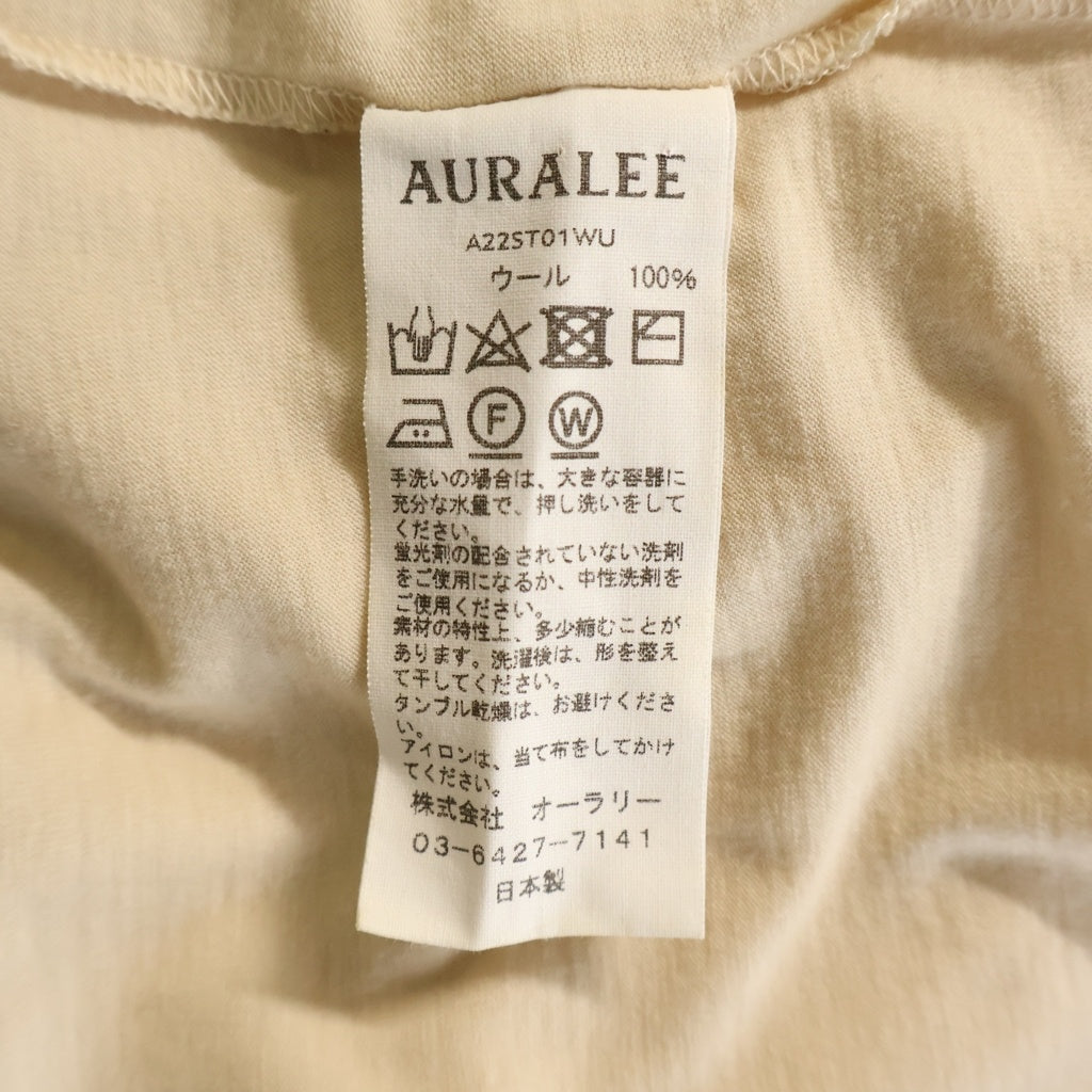 AURALEE(オーラリー) 22SS SUPER SOFT WOOL JERSEY MOCK-NECK TEE スーパーソフトウール ジャージーモックネック 半袖Tシャツ カットソー ベージュ A22ST01WU