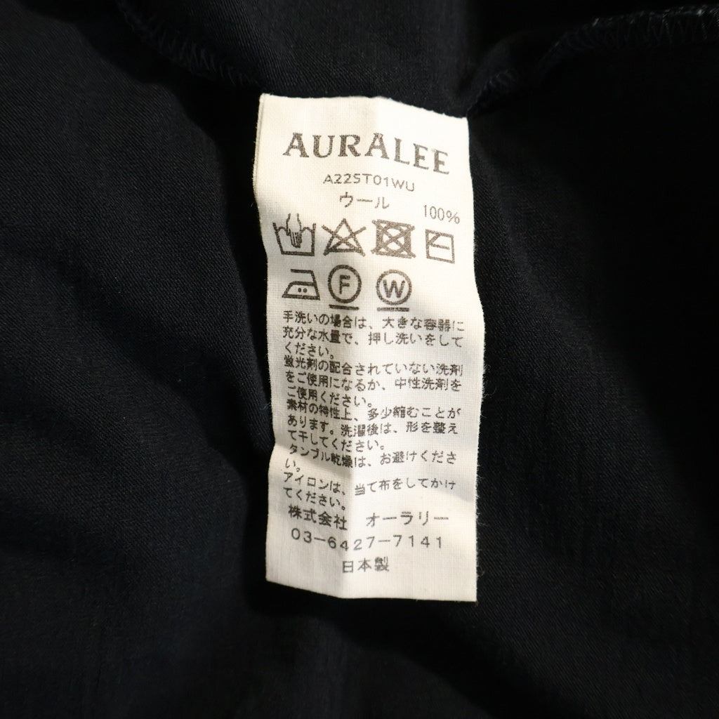 AURALEE(オーラリー) 22SS SUPER SOFT WOOL JERSEY MOCK-NECK TEE スーパーソフトウール ジャージーモックネック 半袖Tシャツ カットソー ブラック A22ST01WU