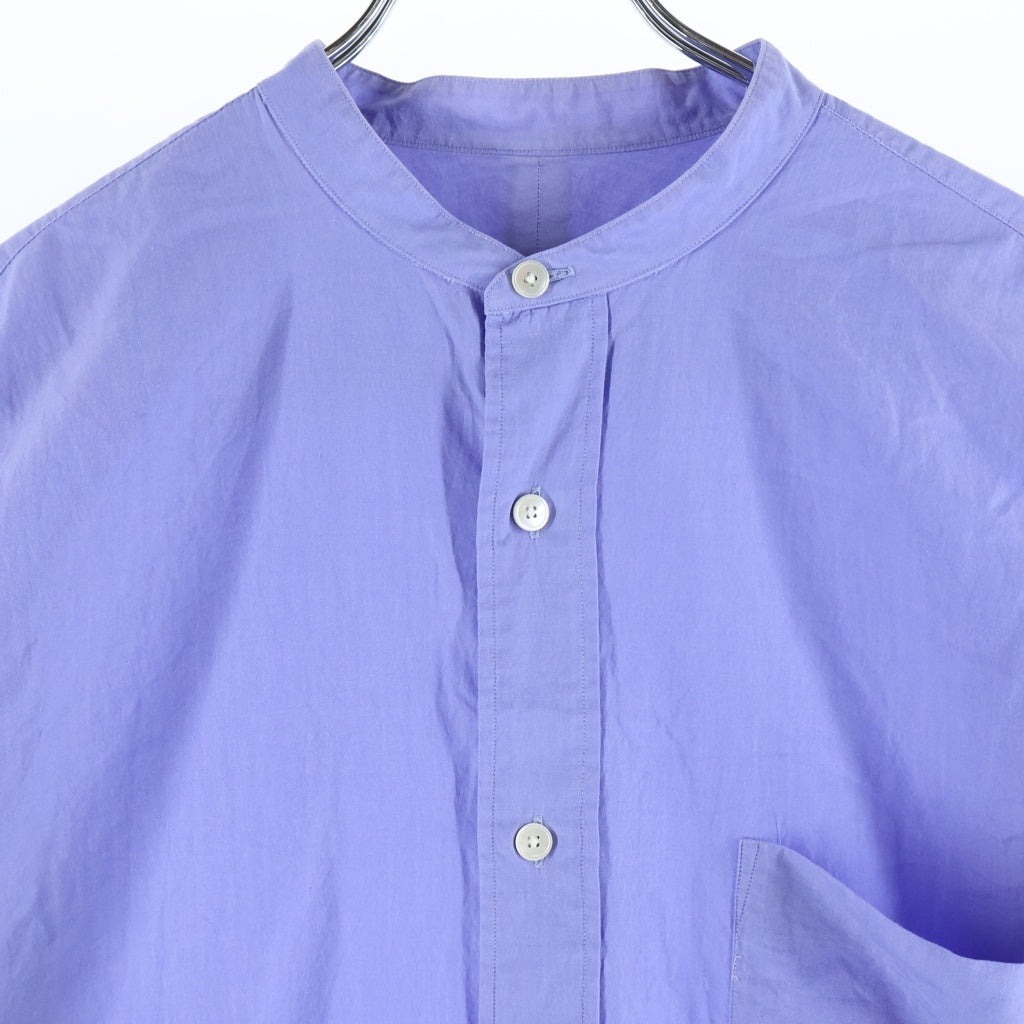 COMOLI(コモリ) 22SS バンドカラー シャツ 長袖 ブルー V01-02002