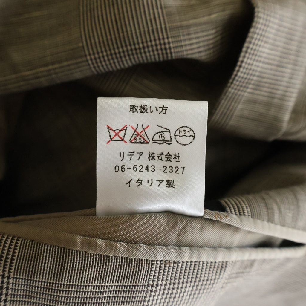 Kiton(キートン) 3B テーラードジャケット リネン/ウール チェック ベージュ/ブラウン