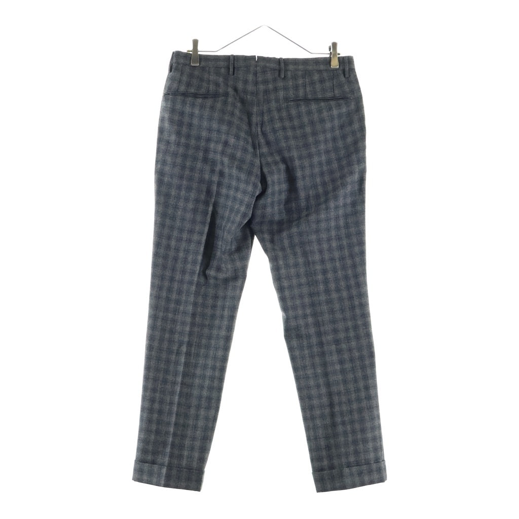 INCOTEX(インコテックス) SLOWEAR 2タック ウールスラックス パンツ チェック グレー