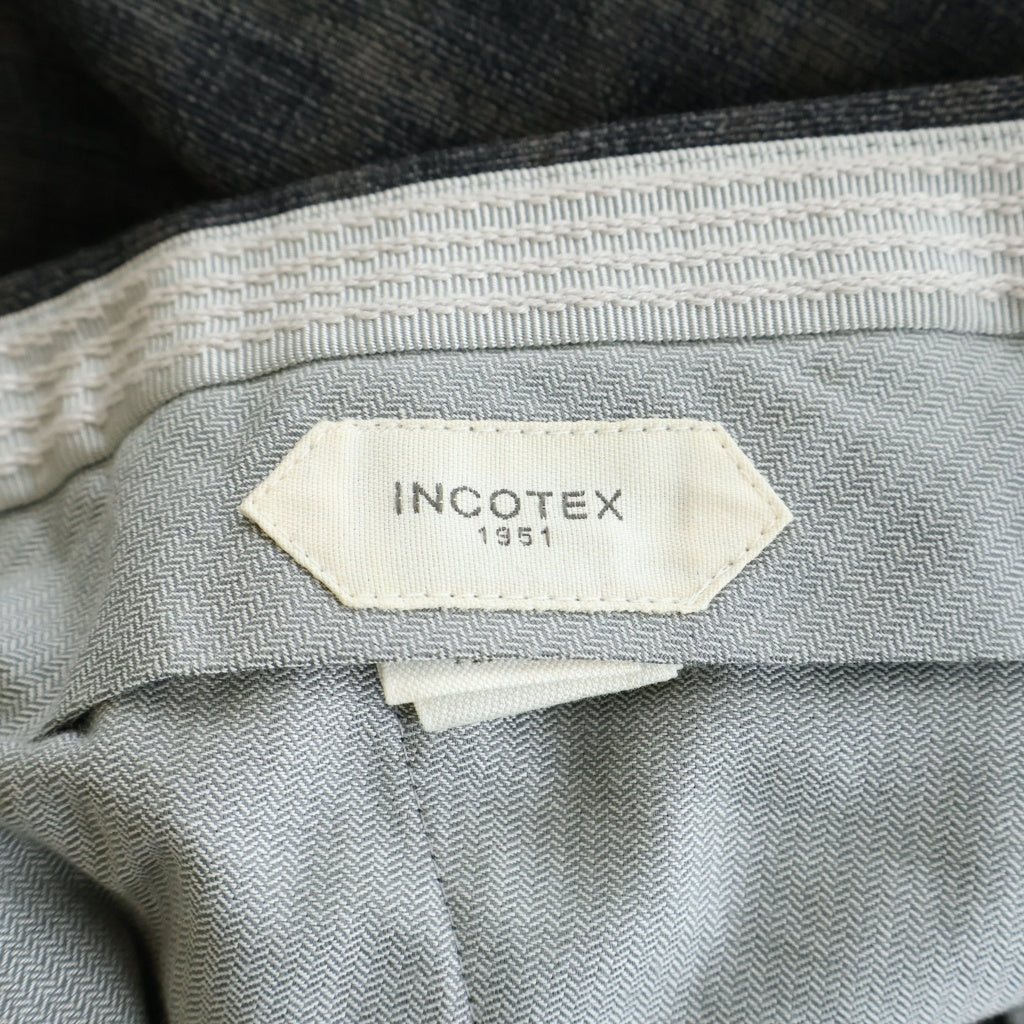 INCOTEX(インコテックス) SLOWEAR 2タック ウールスラックス パンツ チェック グレー
