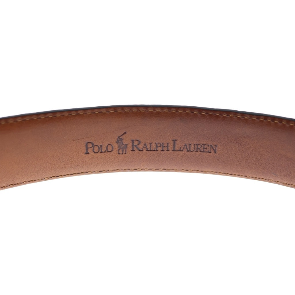 POLO RALPH LAUREN(ポロラルフローレン) アメリカンアリゲーター レザーベルト シルバーバックル ブラウン 02110506-210