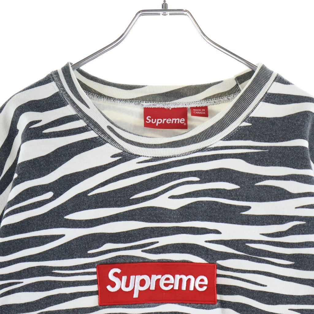 SUPREME(シュプリーム) 22AW Box Logo Crewneck Zebra ゼブラ柄 ボックスロゴ クルーネック長袖スウェットトレーナー ブラック/ホワイト