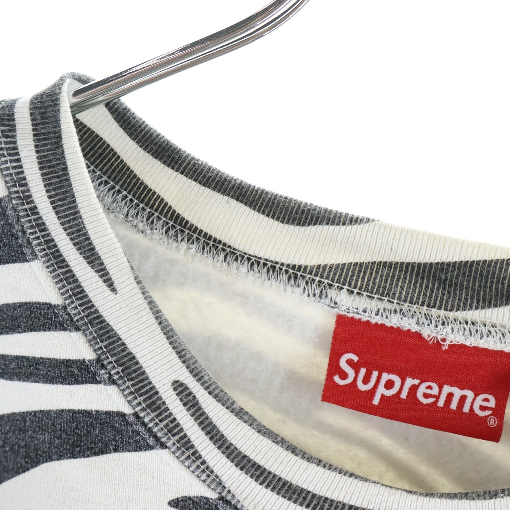 SUPREME(シュプリーム) 22AW Box Logo Crewneck Zebra ゼブラ柄 ボックスロゴ クルーネック長袖スウェットトレーナー ブラック/ホワイト