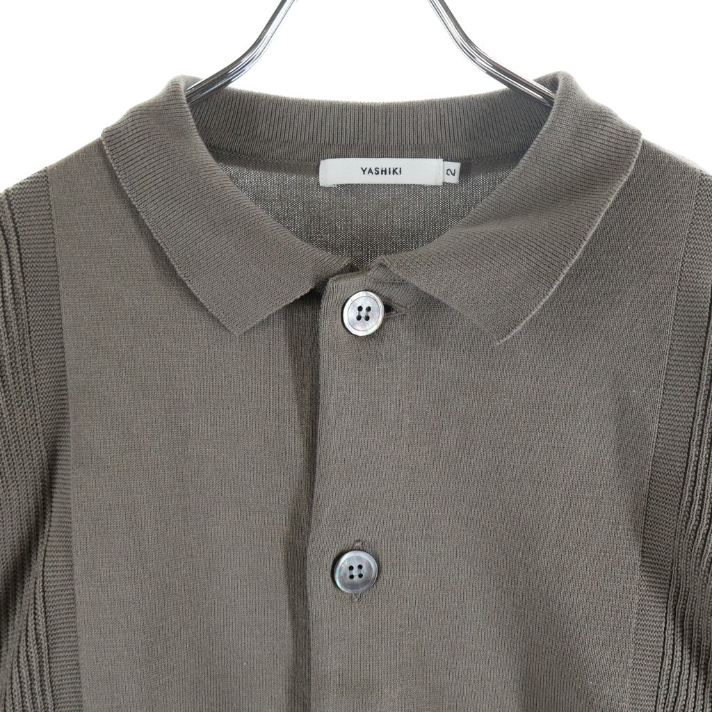 YASHIKI(ヤシキ) 23SS Hanaakari Collar Cardigan ハナアカリ カラー カーディガン フロントボタン ベージュ YSK-23SS-KN03