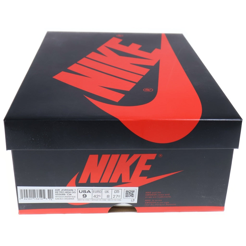 NIKE(ナイキ) AIR JORDAN 1 HIGH UNIVERSITY BLUE エアジョーダン1 ハイ OG ユニバーシティブルー ハイカットスニーカー シューズ US9/27.0cm ブルー/ホワイト 555088-134