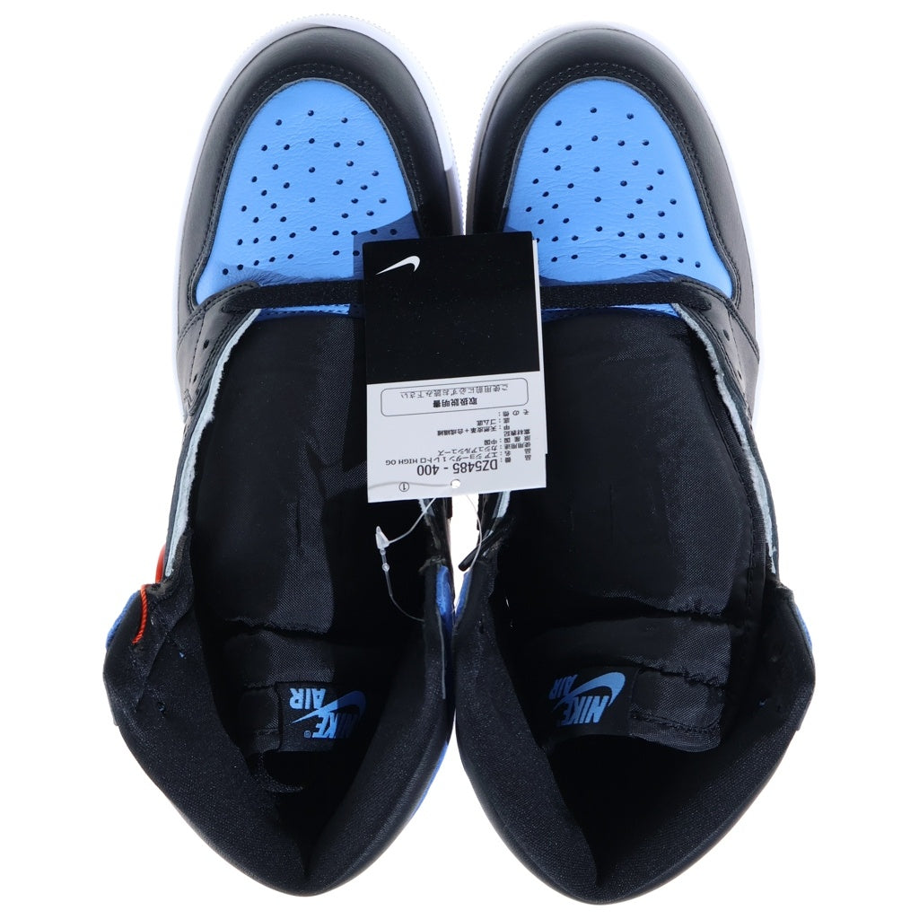 NIKE(ナイキ) AIR JORDAN 1 RETRO HIGH UNIVERSITY BLUE/UNC TOE エアジョーダン1 レトロ ハイ OG ユニバーシティブルー/UNCトゥ US9/27.0cm ブラック/ブルー DZ5485-400