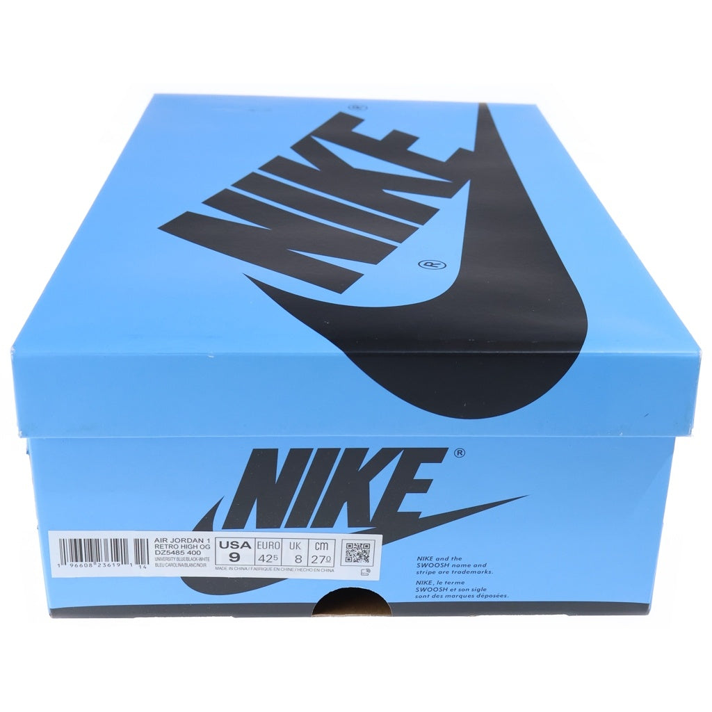 NIKE(ナイキ) AIR JORDAN 1 RETRO HIGH UNIVERSITY BLUE/UNC TOE エアジョーダン1 レトロ ハイ OG ユニバーシティブルー/UNCトゥ US9/27.0cm ブラック/ブルー DZ5485-400