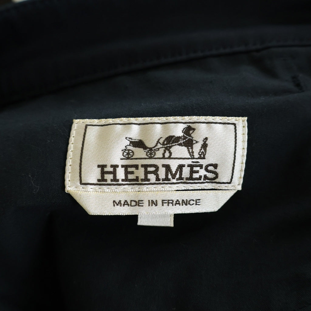 HERMES(エルメス) セリエボタン レザーパッチ ボタンフライ ストレッチストレートパンツ ブラック