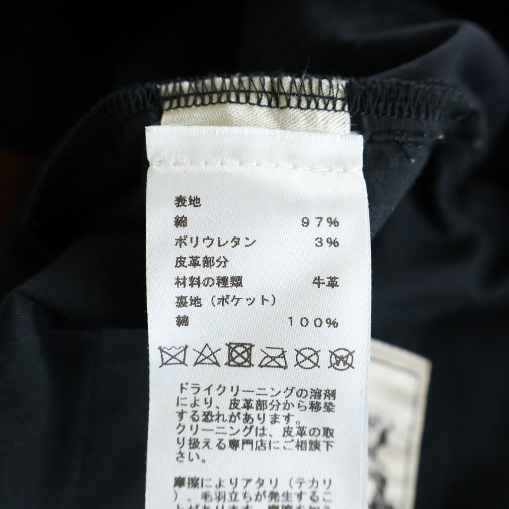HERMES(エルメス) セリエボタン レザーパッチ ボタンフライ ストレッチストレートパンツ ブラック