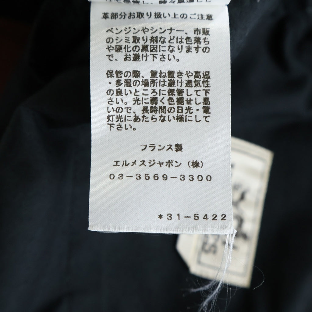 HERMES(エルメス) セリエボタン レザーパッチ ボタンフライ ストレッチストレートパンツ ブラック
