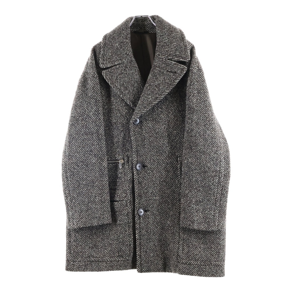 HERMES(エルメス) 22AW サイドジップ ウール ダブルブレストコート ブラウン PT9607