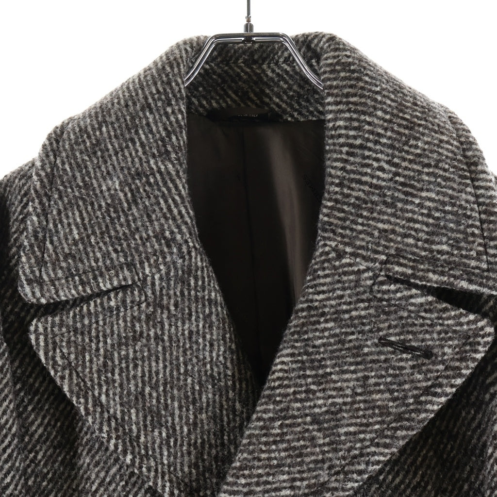 HERMES(エルメス) 22AW サイドジップ ウール ダブルブレストコート ブラウン PT9607