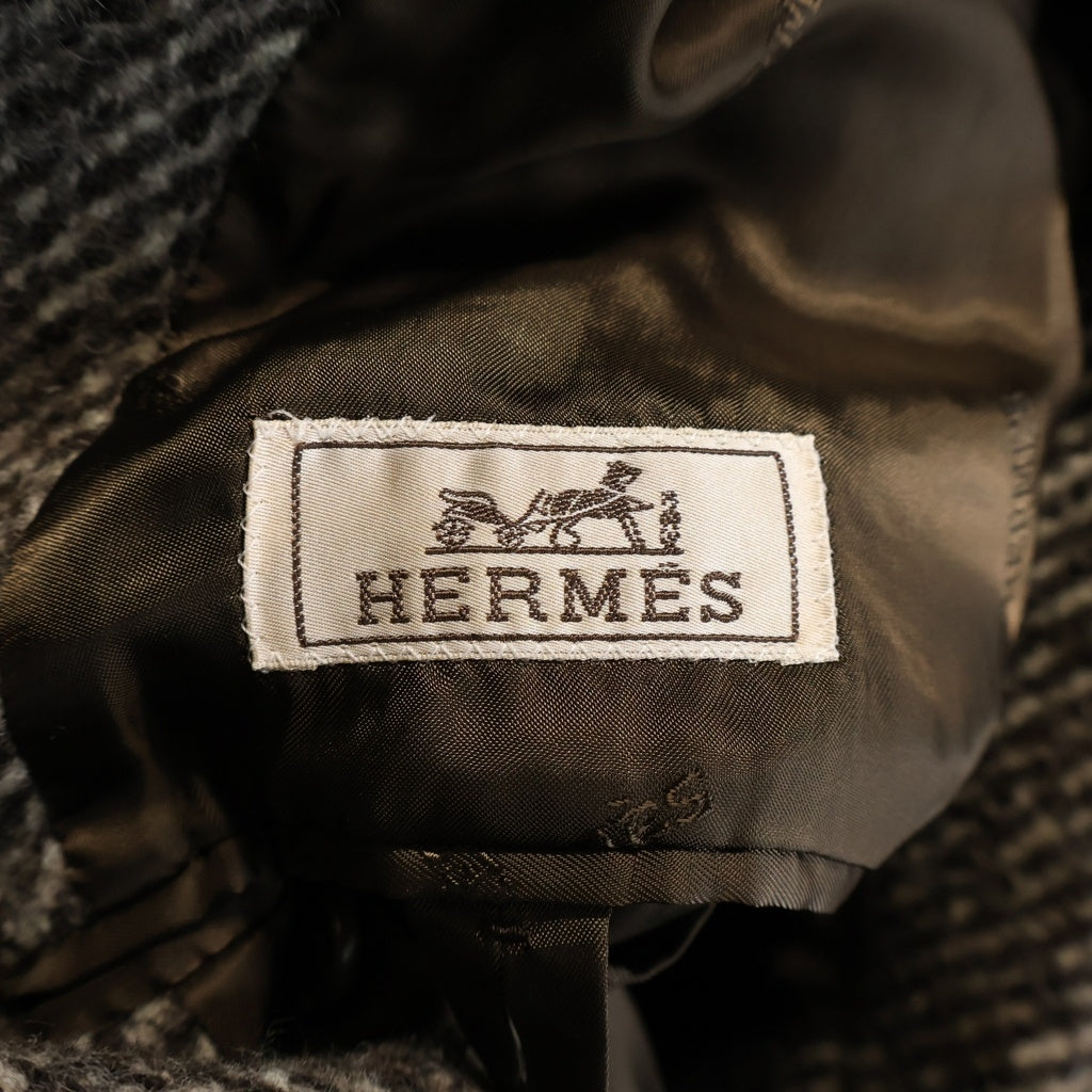 HERMES(エルメス) 22AW サイドジップ ウール ダブルブレストコート ブラウン PT9607