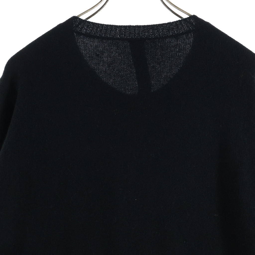 CHROME HEARTS(クロムハーツ) CARDIGAN クロスボールボタン 袖クロスパッチ バックスクロールラベル カーディガン カシミヤ ラムレザー ブラック レディース