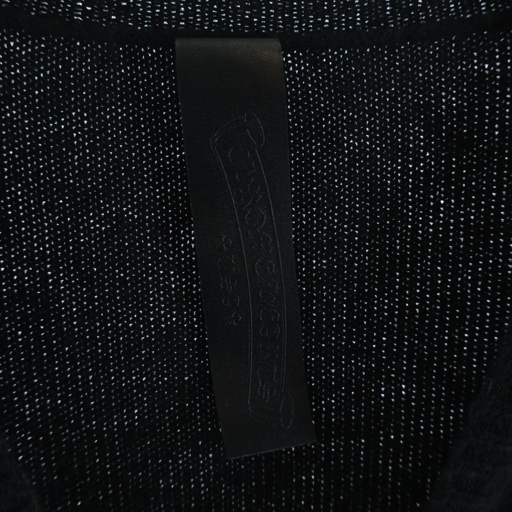 CHROME HEARTS(クロムハーツ) CARDIGAN クロスボールボタン 袖クロスパッチ バックスクロールラベル カーディガン カシミヤ ラムレザー ブラック レディース