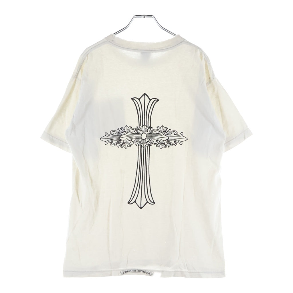 CHROME HEARTS(クロムハーツ) OLD FLORAL T-SHIRT オールド バックフローラルクロス ネックロゴ半袖Tシャツ ホワイト