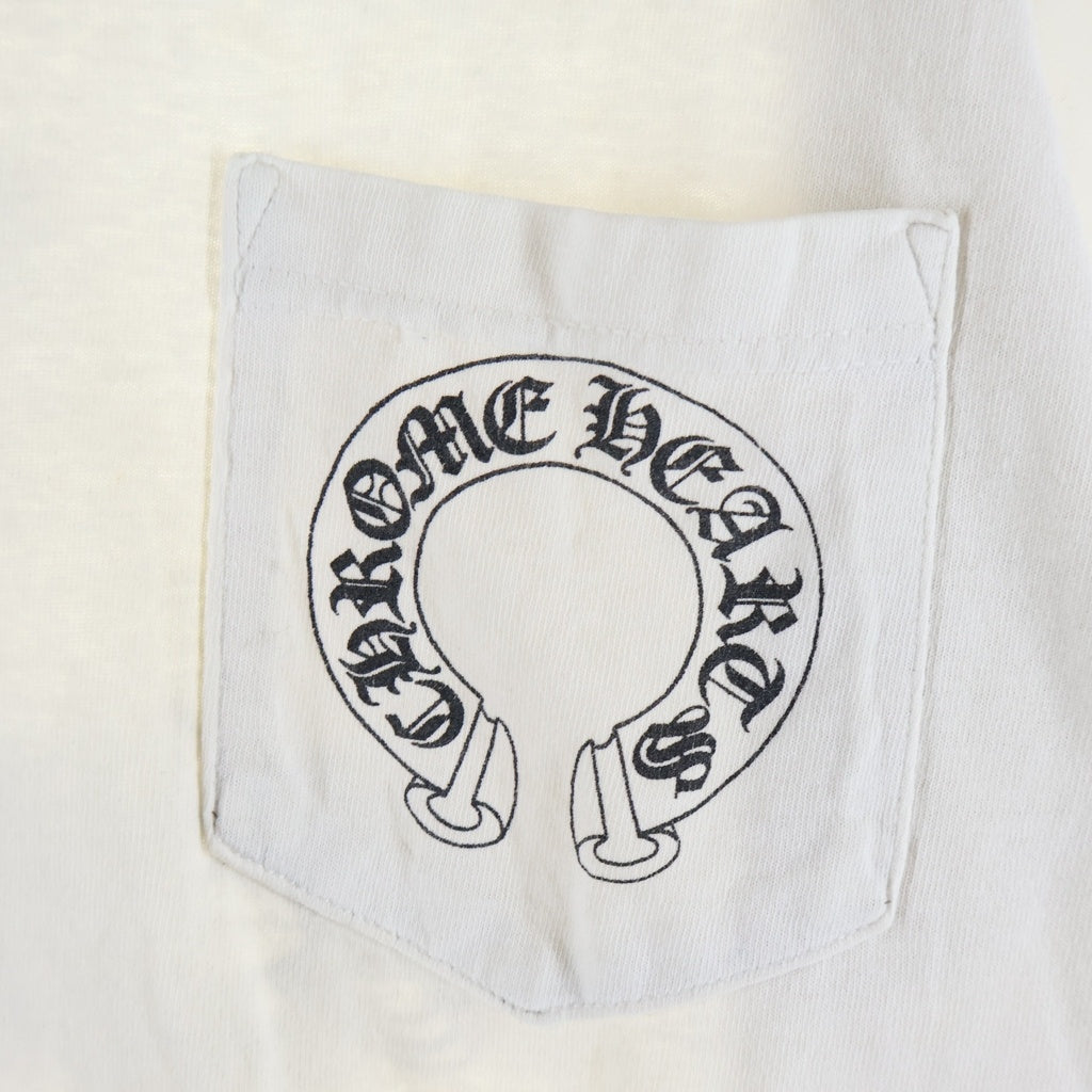 CHROME HEARTS(クロムハーツ) OLD FLORAL T-SHIRT オールド バックフローラルクロス ネックロゴ半袖Tシャツ ホワイト