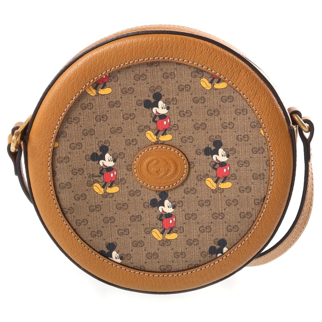 GUCCI(グッチ) × Disney ディズニー マイクロ GGスプリーム ミッキーマウス ラウンドショルダーバッグ ブラウン 603938 213317 レディース