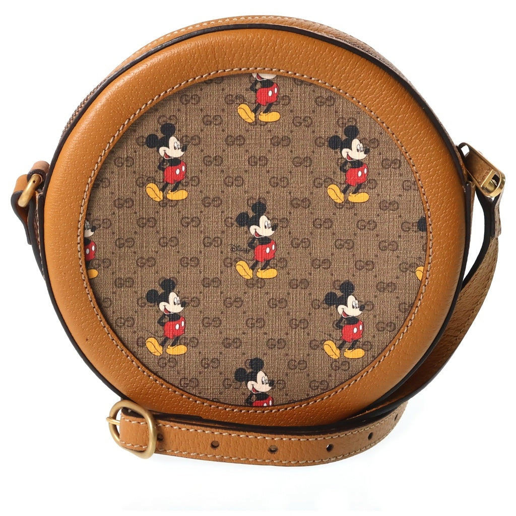 GUCCI(グッチ) × Disney ディズニー マイクロ GGスプリーム ミッキーマウス ラウンドショルダーバッグ ブラウン 603938 213317 レディース
