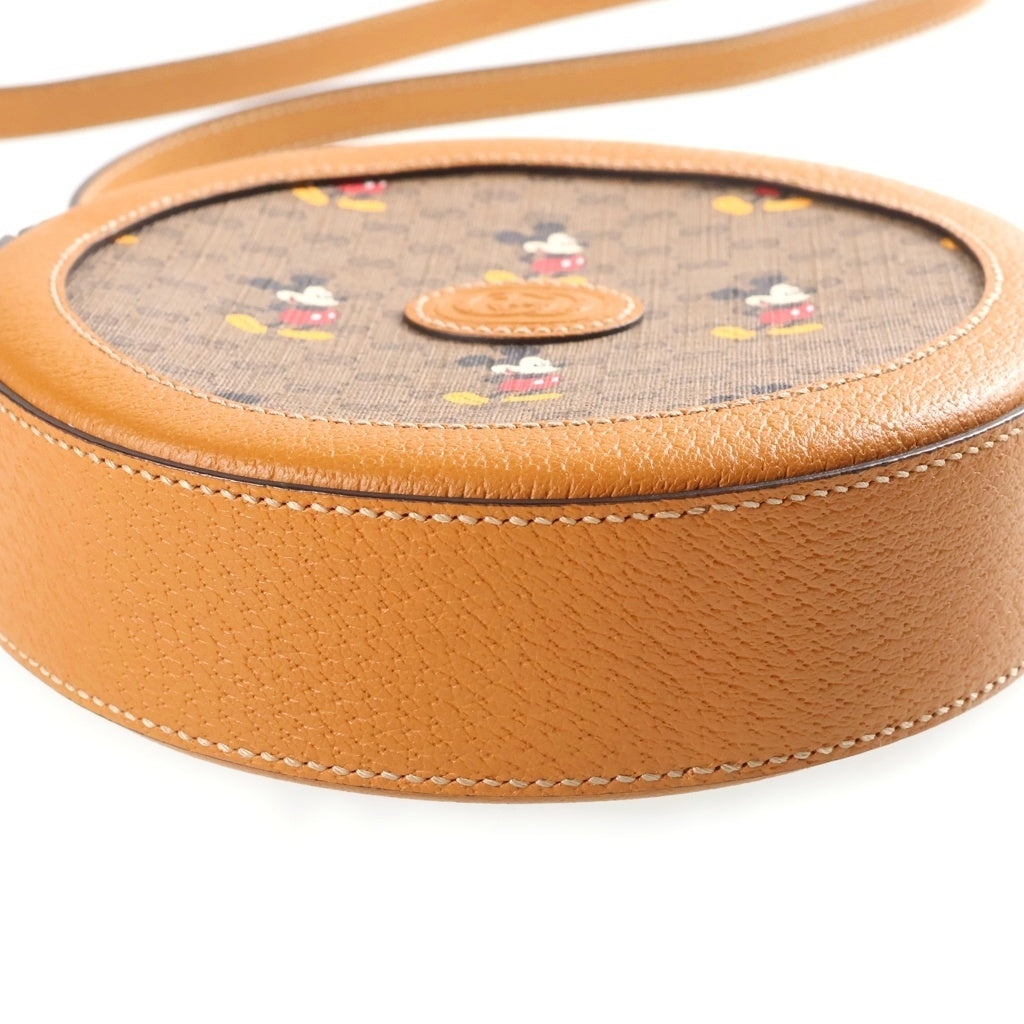 GUCCI(グッチ) × Disney ディズニー マイクロ GGスプリーム ミッキーマウス ラウンドショルダーバッグ ブラウン 603938 213317 レディース