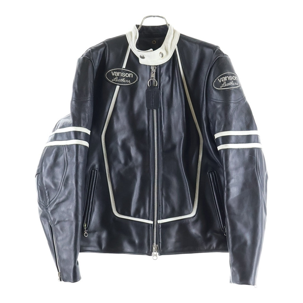 VANSON(バンソン) 9RJV DAITONA Leather Single Riders Jacket レザー デイトナ シングルライダース ジャケット ブラック/ホワイト